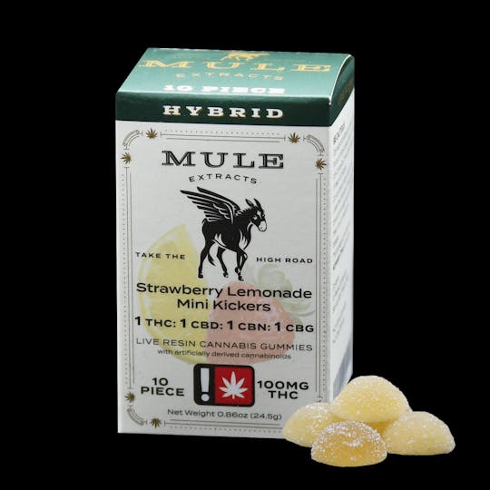 Mule Extracts - 100mg 10 Piece "Quad" Strawberry Lemonade 1:1:1:1 Mini Kickers (Hybrid) - 1