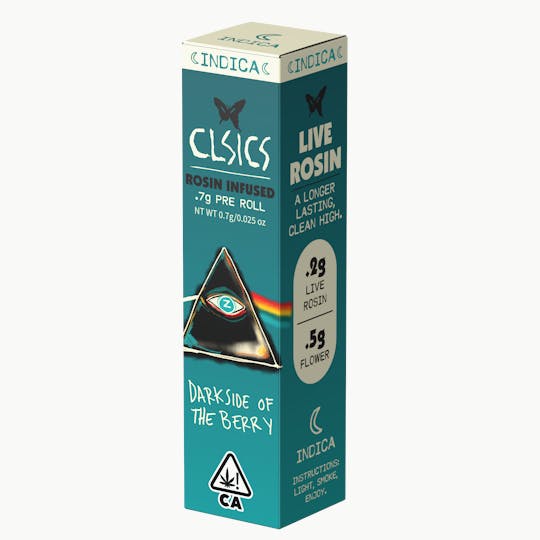 CLSICS Rosin & Rosin Infused Pre Rolls - Dark Side of the Berry - .7g Rosin Infused Pre Roll - 1