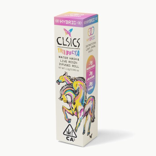 CLSICS Rosin & Rosin Infused Pre Rolls - SFV/Donny Burger/Fatso - TRIFECTA 1.2g Hash/Rosin/Flower Infused Pre Roll - 1