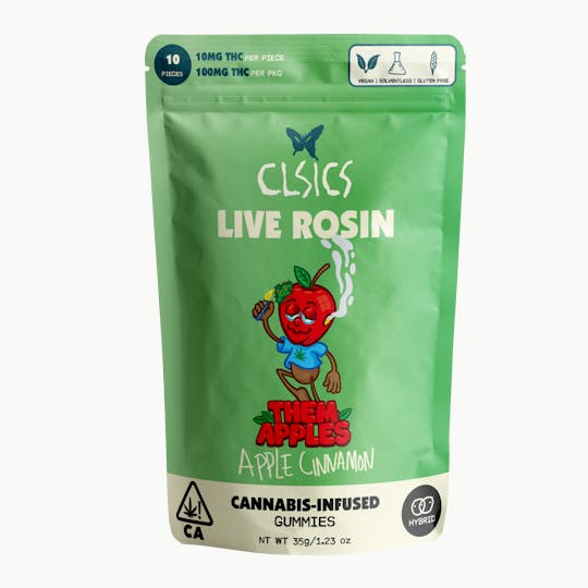 CLSICS Rosin & Rosin Infused Pre Rolls - Them Apples - 10Pk GUMMIES LIVE ROSIN INFUSED - 1