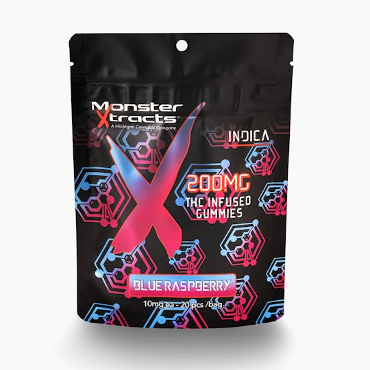 Monster Xtracts - Blue Raspberry 200mg THC Infused Gummies - 1