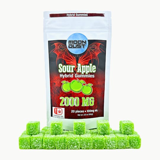 MOON DUST - 2000MG THC GUMMIES - SOUR APPLE - HYBRID - 1