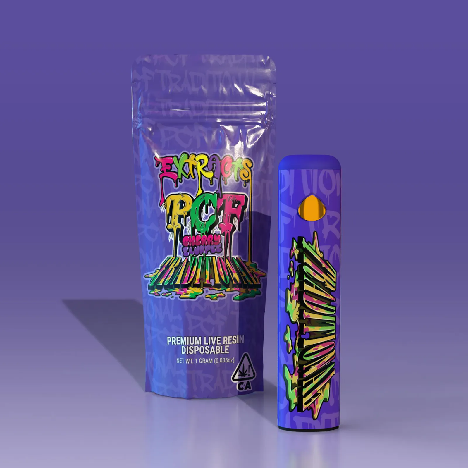 Traditional x PCF - Cherry Zlurpee Live Resin Disposable 1g