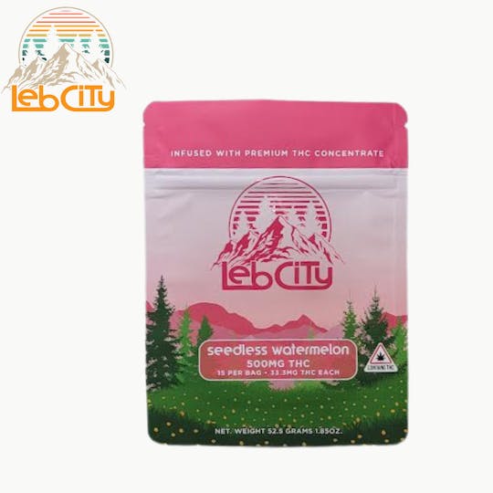 LebCity Extracts - Seedless Watermelon 500 MG THC Infused Gummy - 1