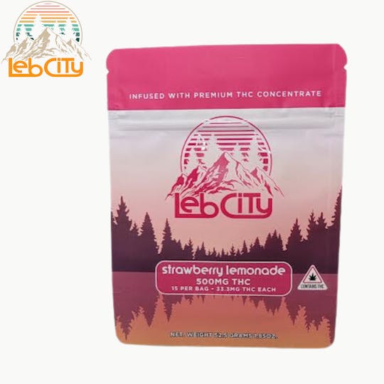 LebCity Extracts - Strawberry Lemonade 500 MG THC Infused Gummy - 1
