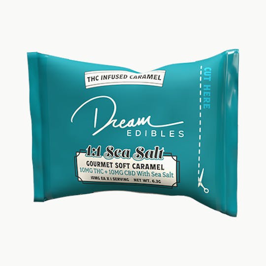 Dream Edibles - Dream Caramel - Sea Salt 1:1 - 10mg Single Unit - 1