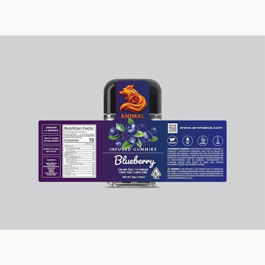 Animal - Blueberry Flavored Gummies - 10 x 10mg/gummy - 1