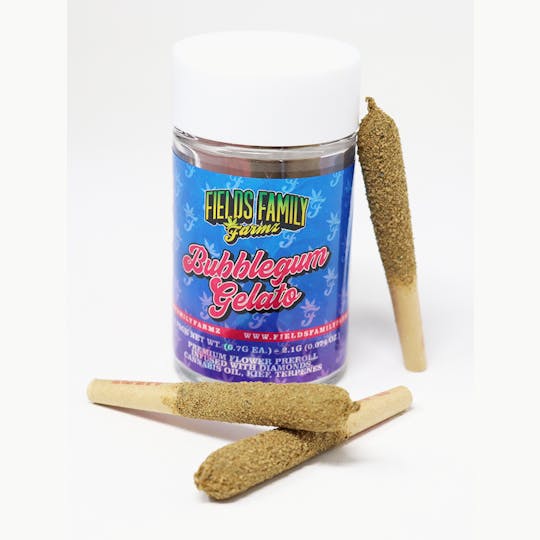 Fields Family Farmz - 3 Pack - Bubblegum Gelato 2.1g Diamond, Oil and Kief Infused Pre-Rolls - 1