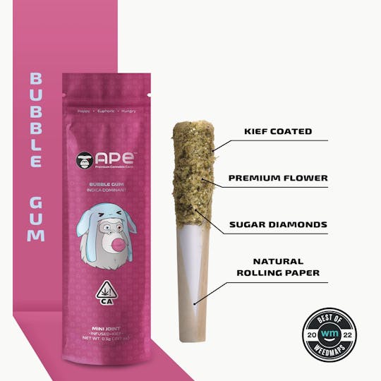 APE Premium Cannabis Corp - BUBBLE GUM — Mini Joint Infused + Kief (0.5g) - 1