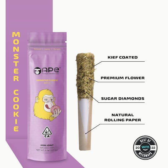 APE Premium Cannabis Corp - MONSTER COOKIES - Mini Joint Infused + Kief (0.5g) - 1