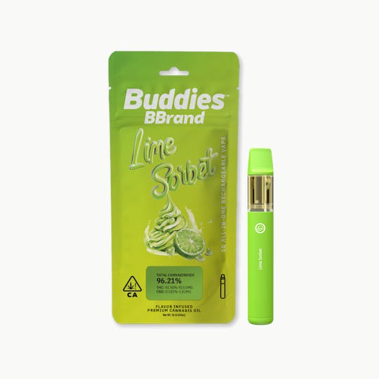 Buddies Brand - BBrand Lime Sorbet 1g AIO Vape - 1