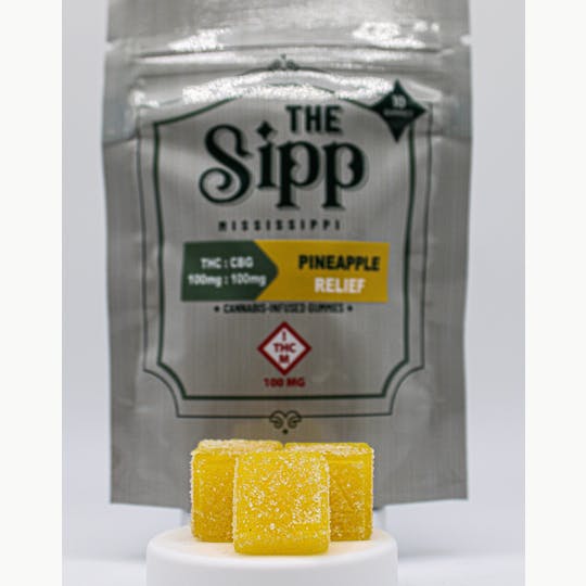 River Remedy - The Sipp: 1:1 CBG 100mg Pineapple Relief Gummies (10pk) - 1