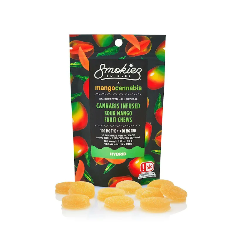 Smokiez + Mango Cannabis Sour Mango Fruit Chews 100mg 10ct 10mg/ea edible