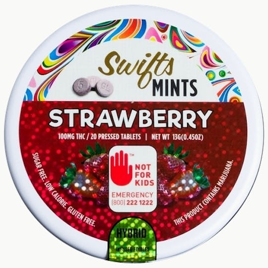 Swifts Edibles - Swifts Mints Strawberry 100mg Hybrid - 1