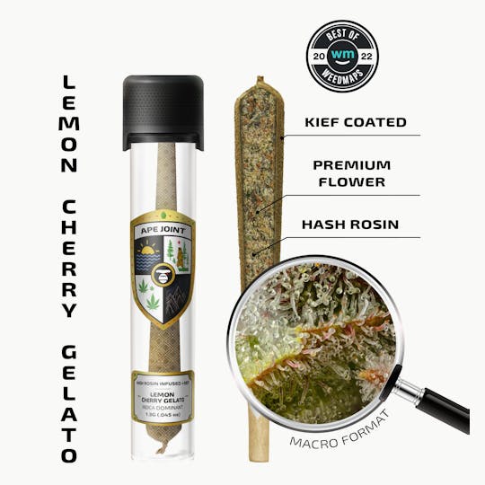 APE Premium Cannabis Corp - LEMON CHERRY GELATO – Prerolls Hash Rosin Infused + kief 1.3g - 1