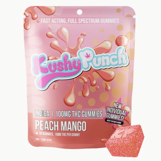 Kushy Punch - Kushy Punch - Indica Peach Mango INDIVIDUAL GUMMIES 100MG - 1