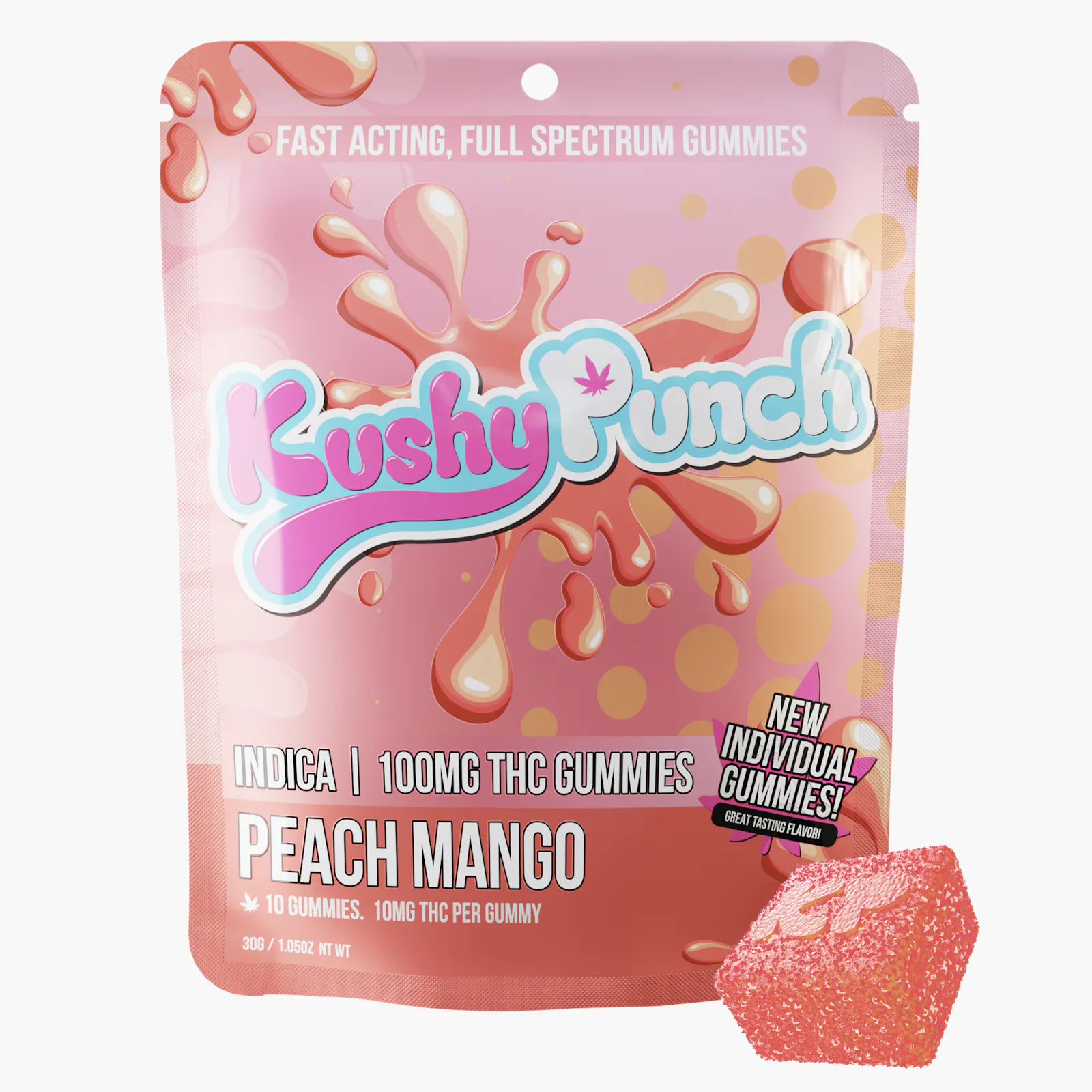 Indica Peach Mango INDIVIDUAL GUMMIES 100MG
