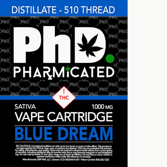 Pharmicated - Pharmicated 510 Thread Vape Cart - 1000 mg - Blue Dream (S) - 1