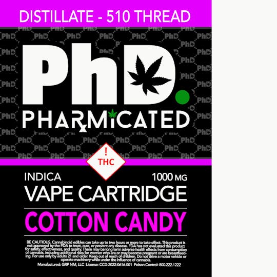 Pharmicated - Pharmicated 510 Thread Vape Cart - 1000 mg - Cotton Candy (I) - 1
