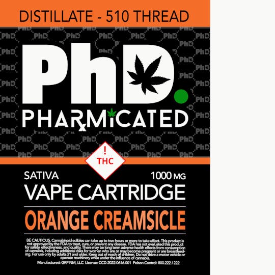 Pharmicated - Pharmicated 510 Thread Vape Cart - 1000 mg - Orange Creamsicle (S) - 1