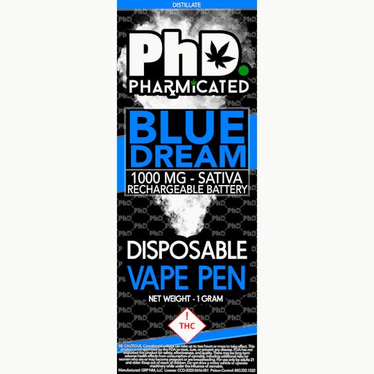 Pharmicated - PhD Disposable Vape Cart - 1000 mg - Blue Dream (S) - 1