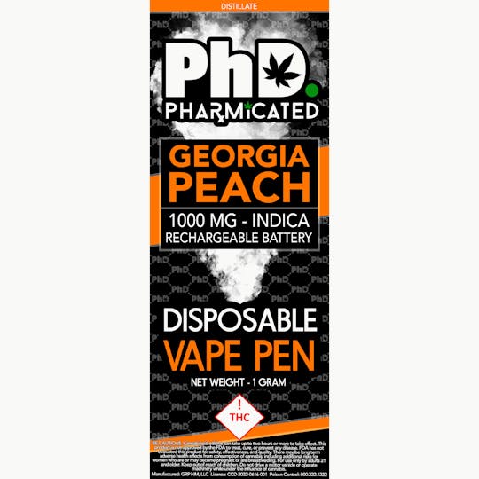 Pharmicated - PhD Disposable Vape Cart - 1000 mg - Georgia Peach (I) - 1