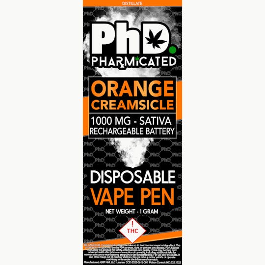 Pharmicated - PhD Disposable Vape Cart- 1000 mg - Orange Creamsicle (S) - 1