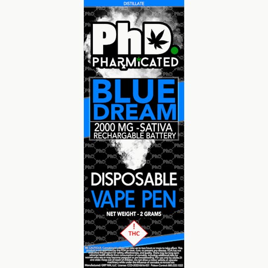 Pharmicated - PhD Disposable Vape Cart - 2000 mg - Blue Dream (S) - 1