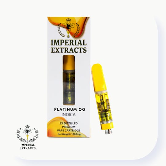 Imperial Extracts - Platinum OG Vape Cartridge 3x Distilled 1.0 g Cart- Indica - 1