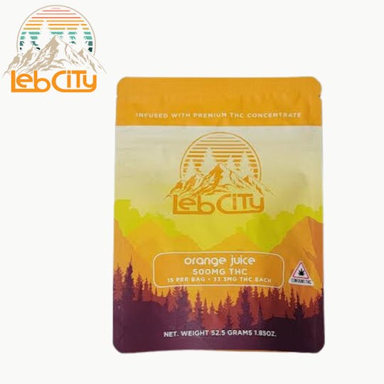LebCity Extracts - Orange Juice 500 MG THC Infused Gummy - 1