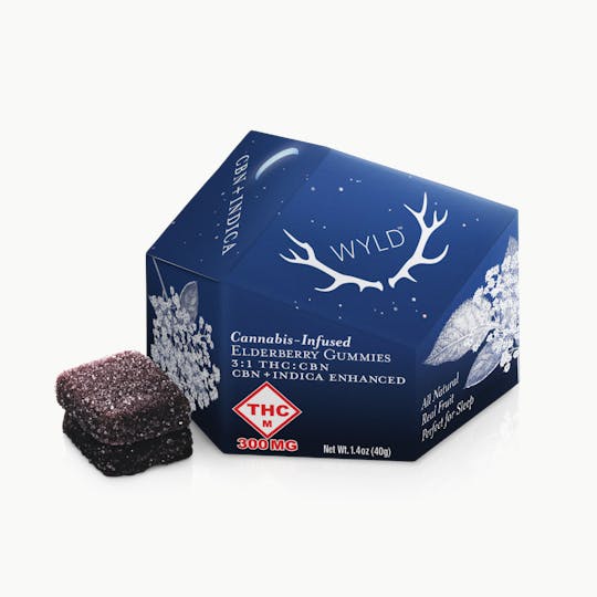 WYLD - *HIGH DOSE* Elderberry 3:1 CBN + Indica Enhanced Gummies | 300:100mg - 1