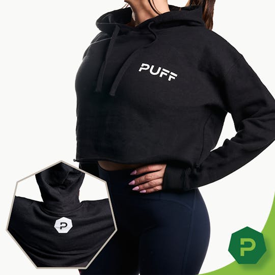 Puff Cannabis Company - PUFF Cropped Hoodie Black - 1