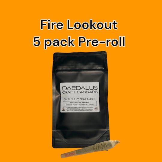 Daedalus Craft Cannabis - Fire Lookout Pre-Roll w/ Hash Rosin & Kief Coating - 1 1/4s - 5 pack - 1