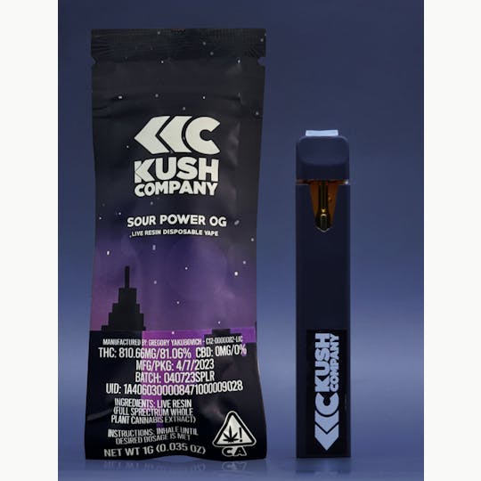 KushCompany - Live Resin Disposable Vape - Sour Power OG - 1