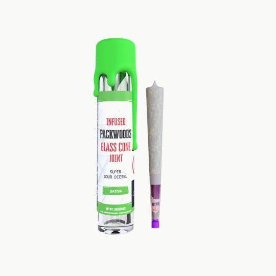 Packwoods - SUPER SOUR DIESEL | Packs Glones - Infused Glass Cone Joint | 1.5G - 1