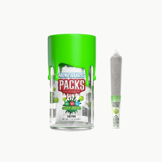 Packwoods - NYC SOUR DIESEL | Packs Mini Bursts - 5 Pack Infused Mini Joints | 2.5G - 1