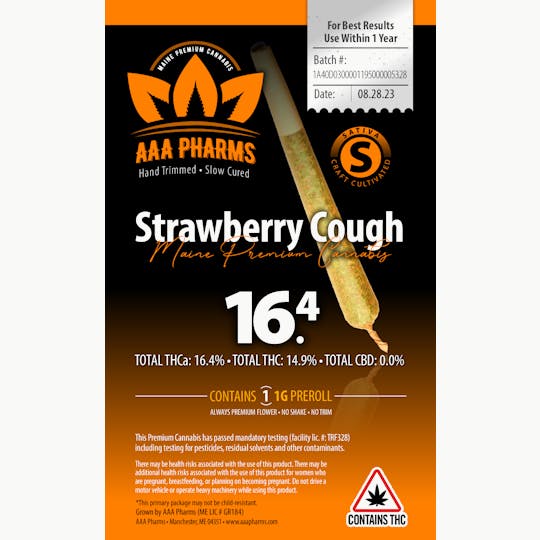 AAA Pharms - Strawberry Cough - Pre Roll - 1