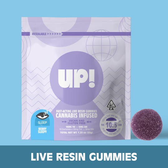 UP! - Berry Sleepy (Indica) Live Resin Edible - 100mg THC + 50mg CBN - 1