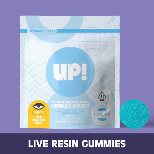 UP! - Sour Blueberry Blast (Indica) Live Resin Edible 100mg - 1