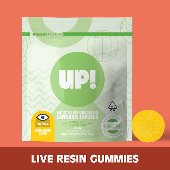 UP! - Sour Green Apple (Sativa) Live Resin Edible 100mg - 1