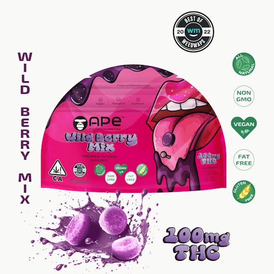 APE Premium Cannabis Corp - Wild Berry Mix Edibles — 100MG THC Gummies (NET WT 35g | 3.5g each) - 1