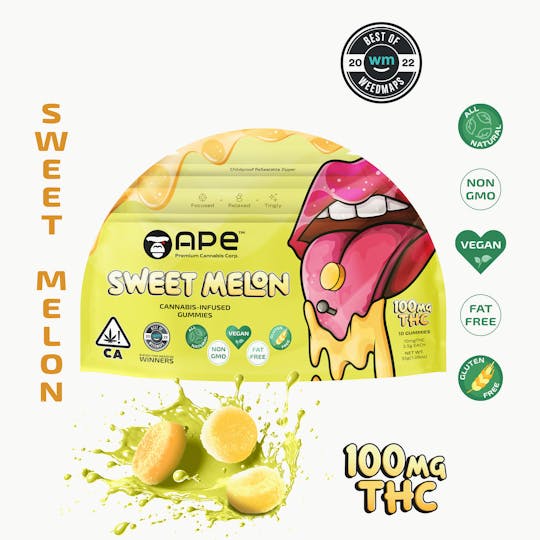 APE Premium Cannabis Corp - Sweet Melon Edibles — 100MG THC Gummies (NET WT 35g | 3.5g each) - 1