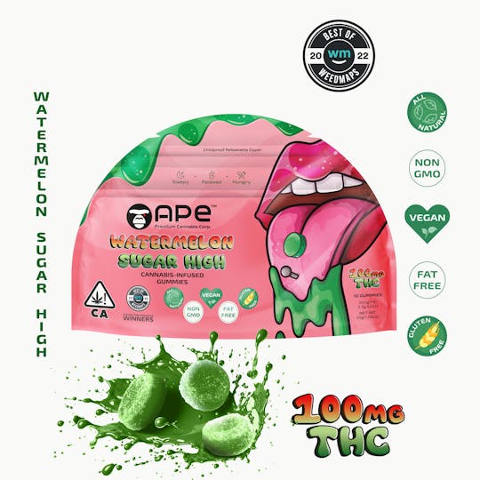 APE Premium Cannabis Corp - Watermelon Sugar High — 100MG THC Gummies (NET WT 35g | 3.5g each) - 1