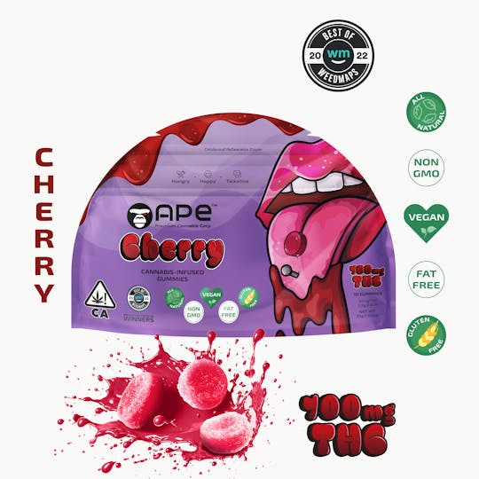 APE Premium Cannabis Corp - Cherry Edibles — 100MG THC Gummies (NET WT 35g | 3.5g each) - 1