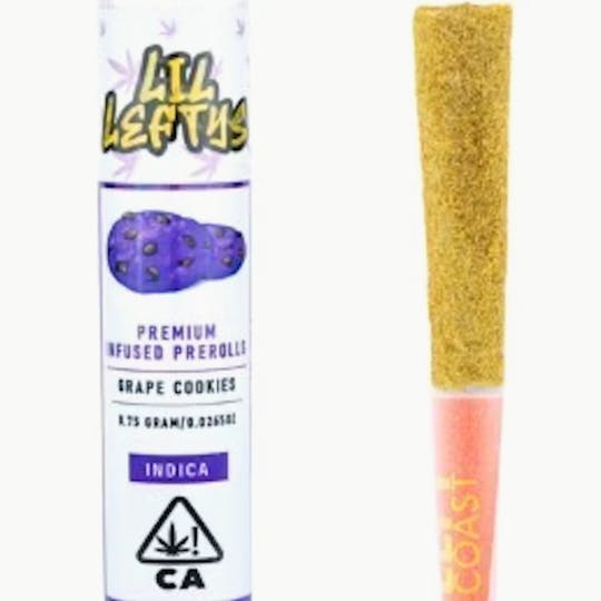 LEFT COAST - Lil Lefty Infused Preroll Single .75g - GRAPE COOKIES - 1