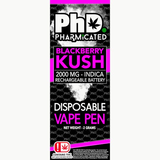 Pharmicated - PhD Disposable Vape Cart - 2000 mg - Blackberry Kush (I) - 1