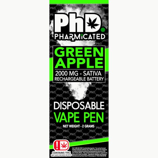 Pharmicated - PhD Disposable Vape Cart- 2000 mg - Green Apple (S) - 1