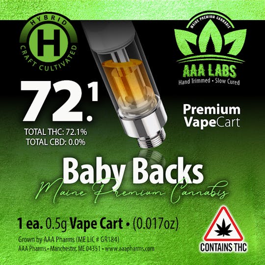 AAA Pharms - Baby Backs - Cured Resin Cart - 1