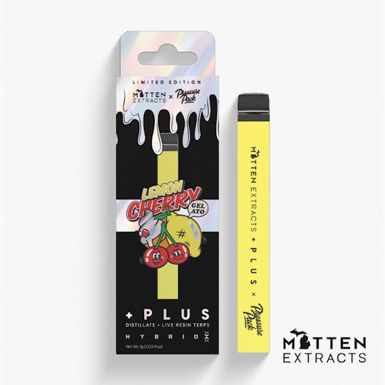 Mitten Extracts - Mitten + Plus x Pressure Pack Disposable - Lemon Cherry Gelato 1g (Hybrid) - 1