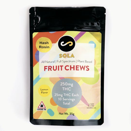 Sola Edibles - 250mg Hash Rosin Fruit Chews - Lemon Flavor - 1